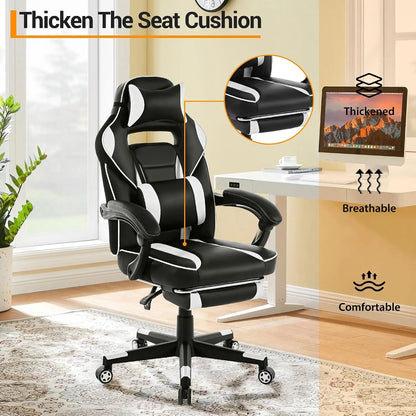 Garvee Black & White PU Leather Side Chair – Flame-Retardant, Waterproof, High-Density Foam, Solid Wood Legs, Ideal for Family Homes