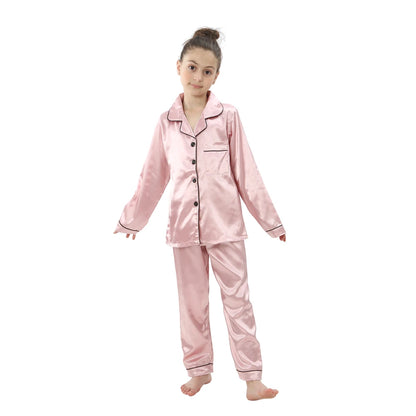 teenager loungewear children home clothing kids pajamas set girls silk satin pijama boys sleepwear baby nightgowns for 3-13Y