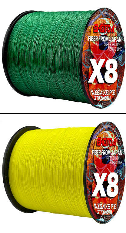 GHOTDA X8 Braided Lure Fishing Lines for JIG Pesca Carp Multifilament Fly Wire PE Line Saltwater 100M 300M 8kg-35kg Strong Cord