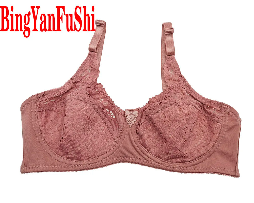 Sexy Lace Women Bra Top Full Cup Minimizer Floral Large Chest Big Bust Bh Thin Padded Cotton Bralette Underwire Push Up Bras C27
