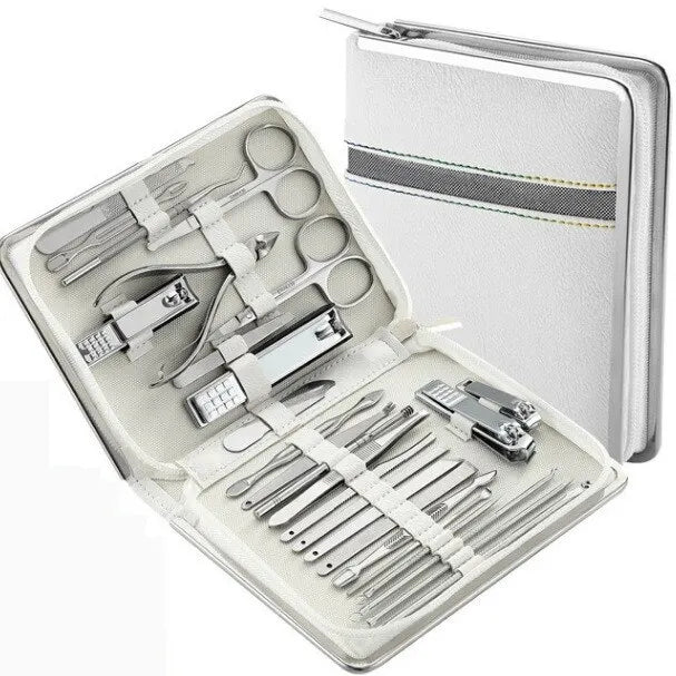 26 Pcs Manicure Set Stainless Steel Nail Clippers Cuticle Nipper Pedicure Care Tool Dead Skin Scissor Cleaning Grooming Ki