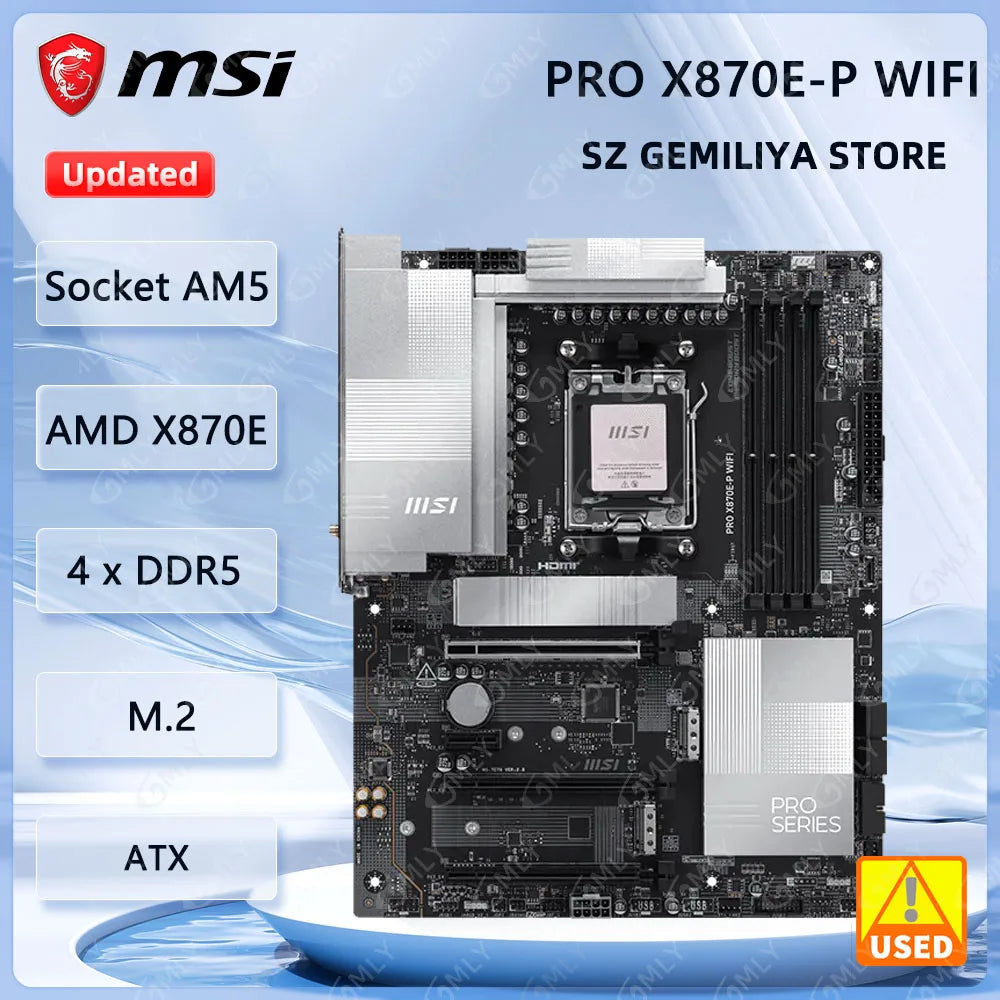 MSI AMD X870 Motherboard PRO X870E-P WIFI AM5 M.2 SSD ATX Support Ryzen 7900 8700 9600 7700 8500 8300 CPU