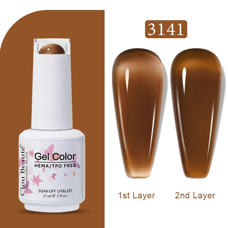 Clou Beaute Transparent French Gel Polish Translucent Nude Pink Red Jelly Glass Milky White Varnish Rainbow Color Nail Art