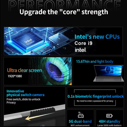 LENO 15,6" Gaming Laptop Intel Core i9-10980HK 16/32GB RAM Upp till 2TB SSD – Win 11 Pro Fingeravtryck Bakbelyst Tangentbord FHD IPS