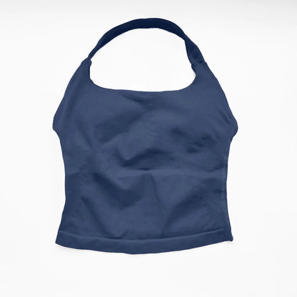 NCLAGEN Impact Halter Top Women Open Back Seamless Longline Tank Padded Yoga Fitness Workout Running Activewear Clothes