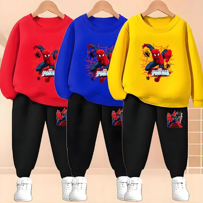 2026 Spring Autumn Children's Hoodies Sets Boys Cartoon print Pullover and Long Pants Two Piece Set Kids Casual Thin Tracksuit