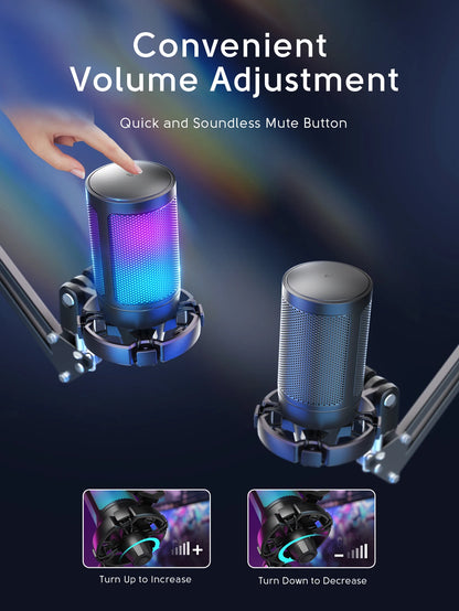 FIFINE A6T USB-mikrofonkit med RGB och bomarm