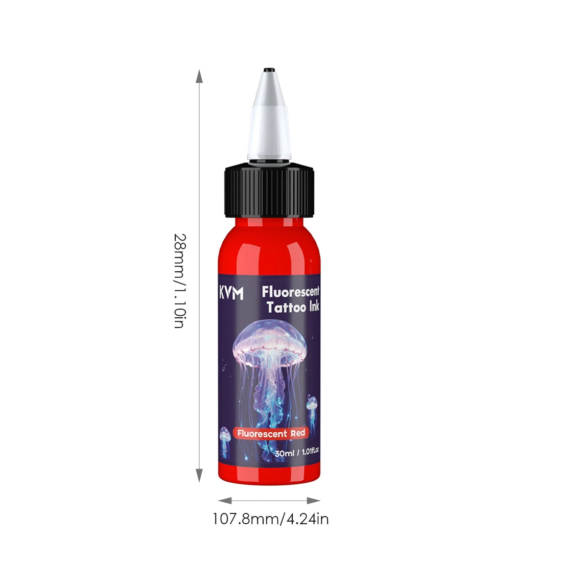 KVM 30ml 7 Color Fluorescent Tattoo Ink Pigment Body Art Ink Equipped with Ultraviolet Light Illumination Lamp Tattoo Supplies