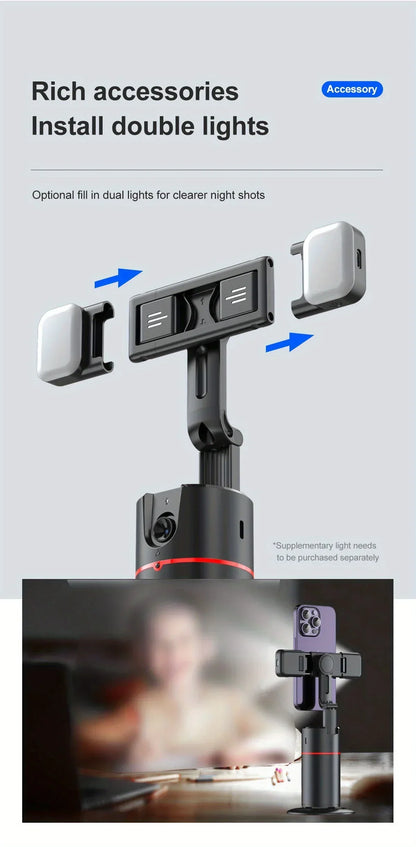 P02 360 ° Rotation Desktop Phone Stand Automatic Face Tracking for iPhone 16 15 Samsung S23 Xiaomi Handheld Gimbal Selfie Stick