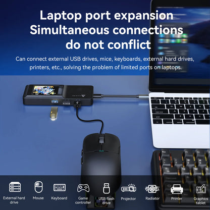 AJAZZ AKP01E USB-C-dockningsstation 8-i-1 med skärm och kortläsare