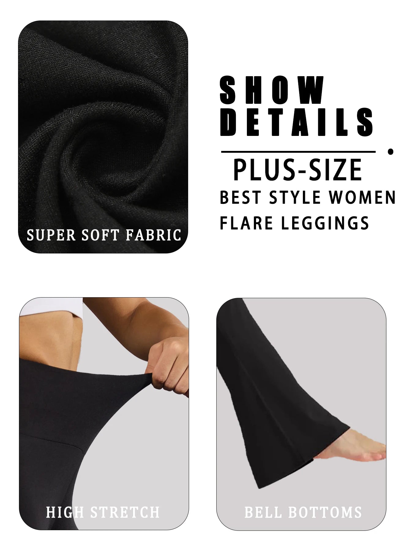 Plus Size Women's Super Soft Flare Pants High Waisted Tummy Control Workout Yoga Push Up Gym Fitness Long Leggings Bell Bottoms