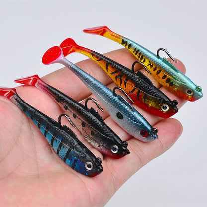 Artificial Soft Bait With Jig Head 4g 10g 25g Jigging Soft Lure Rubber T Tail Fishing Lures Swim Bait For Bass Pike Bass Tackle