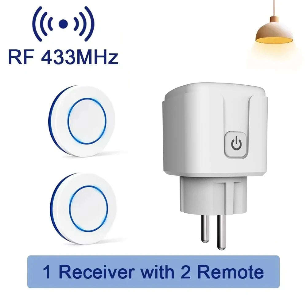 Trådlös RF 433MHz Fjärrstyrd Väggkontakt – 16A/3000W, 220V/110V, Smart Hemkontroll