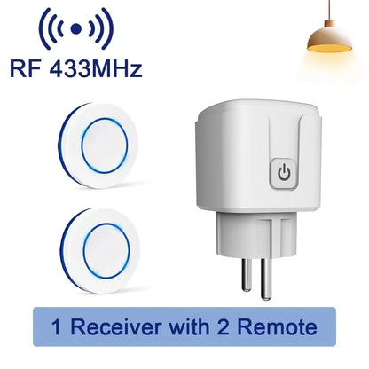 Trådlös RF 433MHz Fjärrstyrd Väggkontakt – 16A/3000W, 220V/110V, Smart Hemkontroll