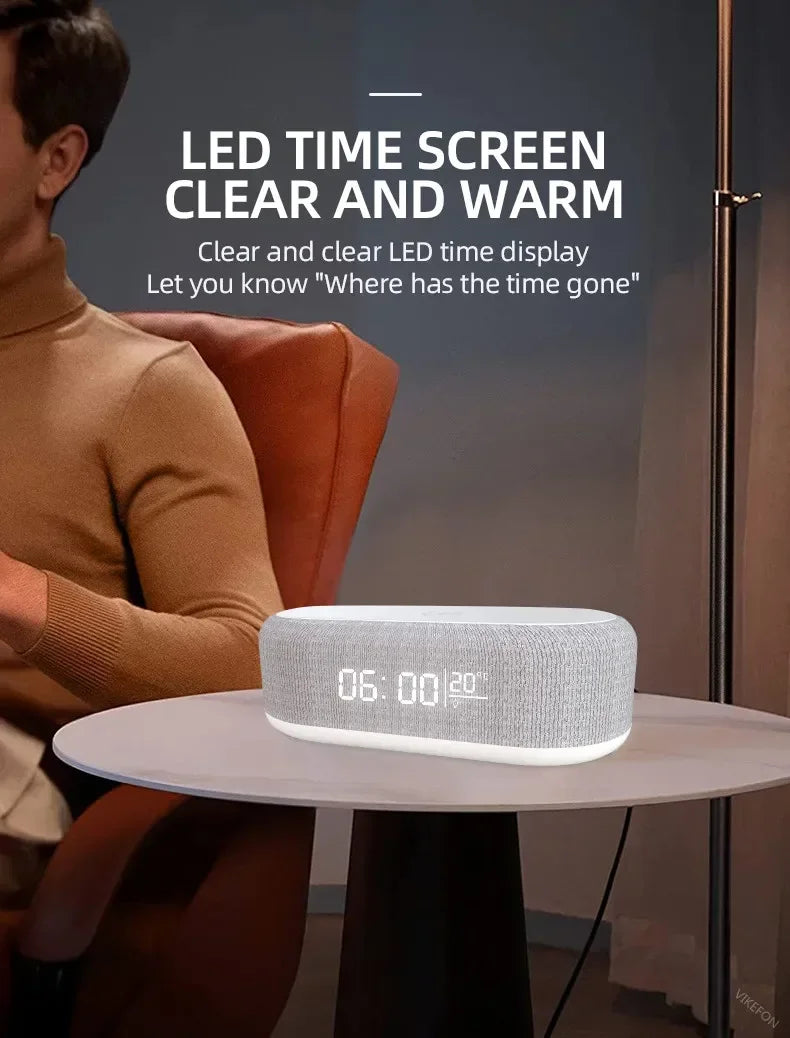 Wireless Charger Pad Phone Alarm Bedroom Lamp Night Light Desktop Clock Thermometer For iPhone 17 16 15 14 13 Fast Charging Dock