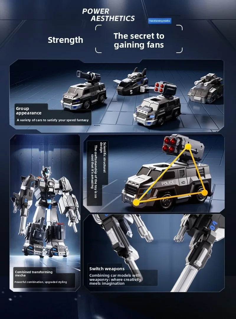 Magnetisk Transformerrobot – Polisbil Förvandlas till Giant Mecha-Robot Lysande Detaljer Pojkar 14+ År Hot Toys 2026