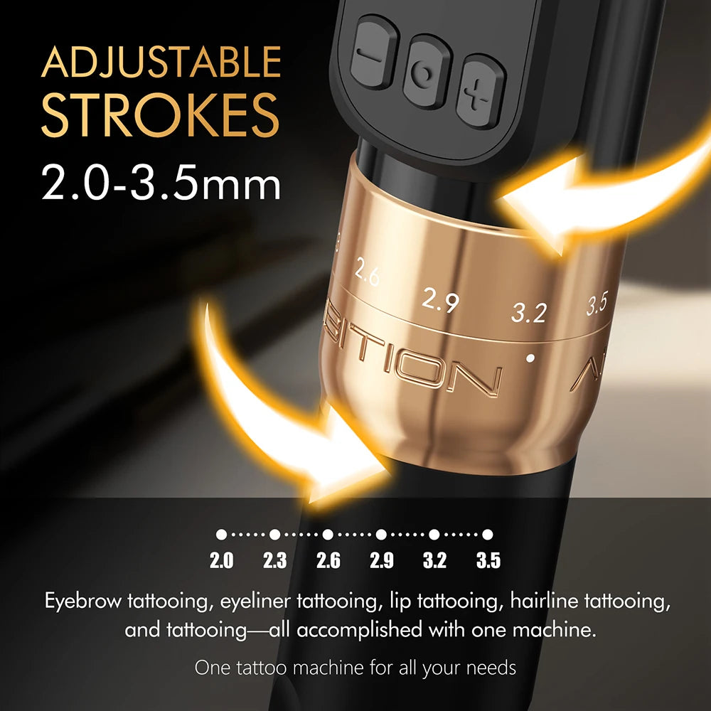 Ambition Sally 270 Wireless Tattoo Machine Adjustable Stroke 2.0-3.5mm Permanent Makeup Rotary Pen Coreless Motor Tattoo Suppy
