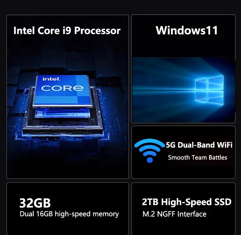 LenO 15,6" Gaming Laptop Intel Core i9-9900 16/32GB RAM Upp till 2TB SSD – Win 11 Pro FHD 1920x1080 Ultratunn Metallram Svart/Silver