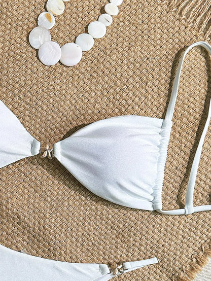 Sexy Triangle Mini Bikini Set Micro Thongs Solid Swimsuit Women Bathing Suit Biquini Bandage Beachwear Swimwear Thong Bikini