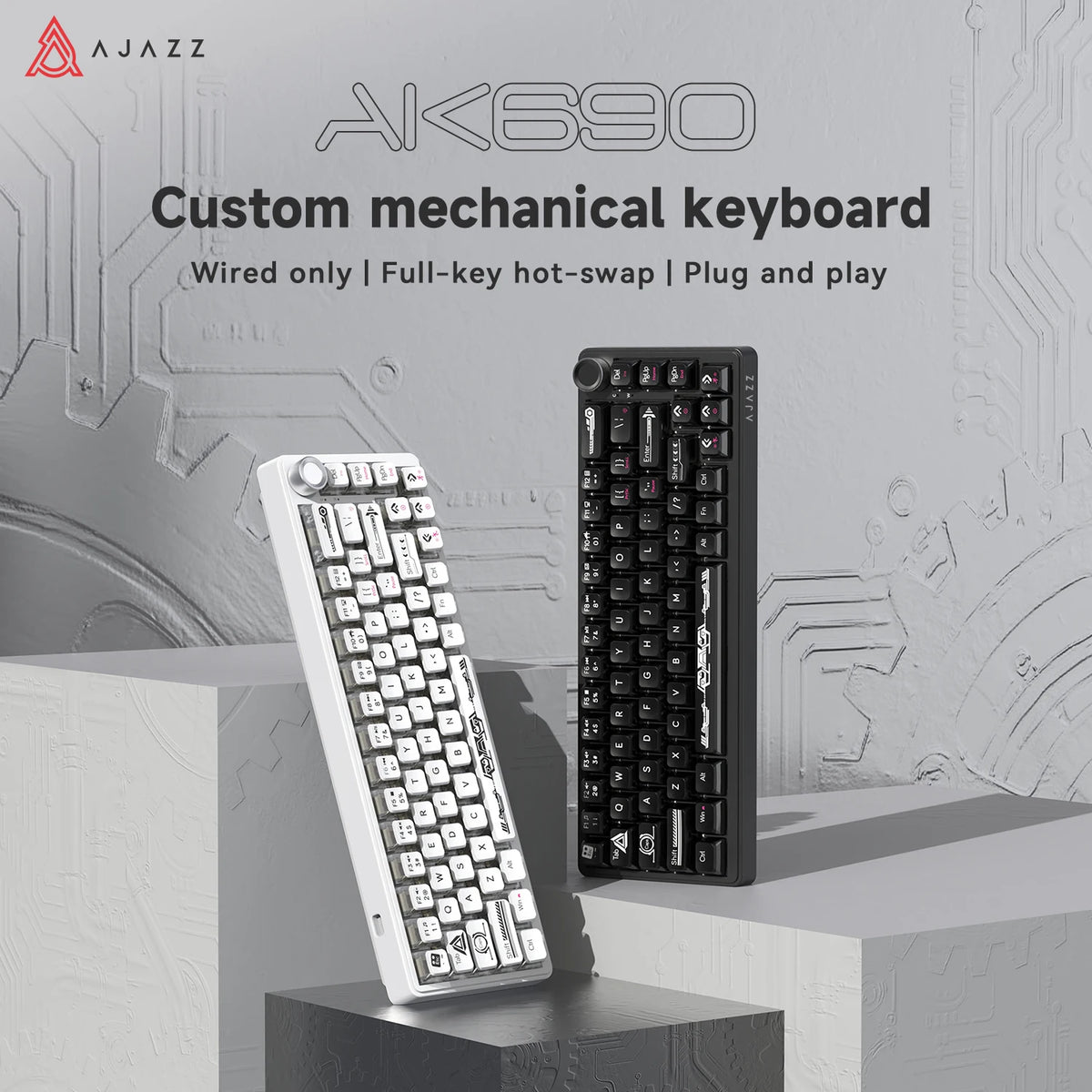 AJAZZ AK690 mekaniskt USB-tangentbord med 68 tangenter – engelsk layout