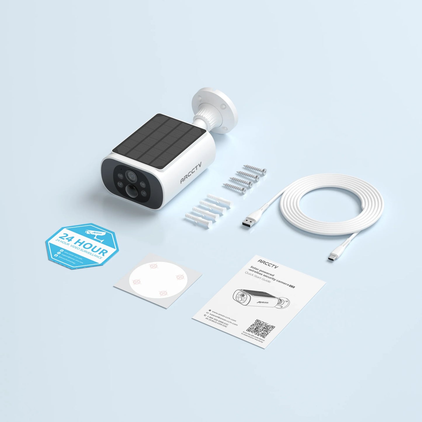 ARCCTV 2K WiFi Solar Camera Color Night Vision Two Way Talk FHD Surveillance Camera Outdoor Wireless IP66 Waterproof Siren Alarm