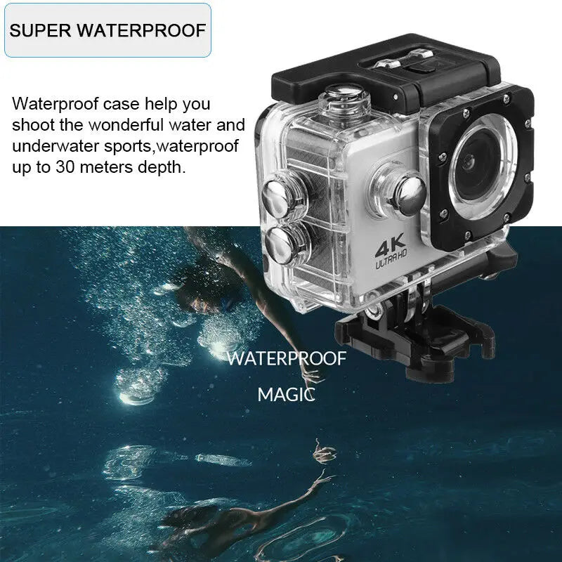 Ultra HD 4K Action Camera 30fps/170D Underwater Helmet Waterproof 2.0-inch Screen WiFi Remote Control Sports go Video Camera Pro