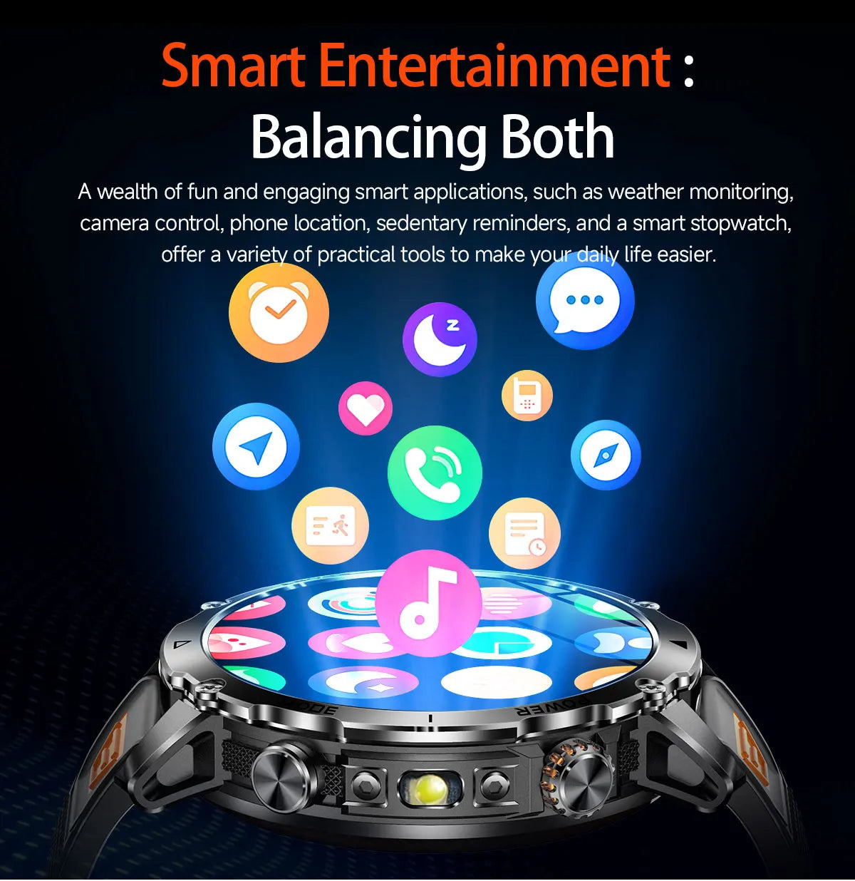 New 1400 mAh Battery Military Smartwatch Men IP68 Waterproof Flashlight Health Monitor Sports Call Smart Watch For iOS Android