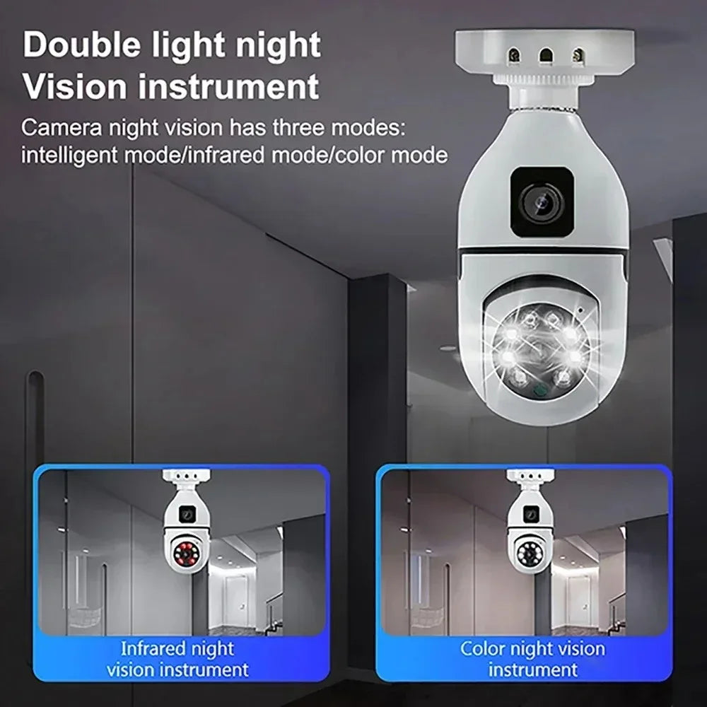 WiFi IP Camera E27 Bulb Cam 8MP Wireless Baby Monitor AI Tracking Security Video Surveillance Pet Cameras 5MP SmartLife Indoor