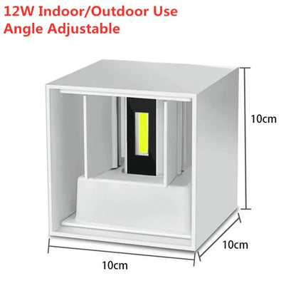 IP65 LED Kubvägglampa 6W/12W – Justerbar Vinkel, Inne & Ute, Aluminium, Varm/Kall/4000K