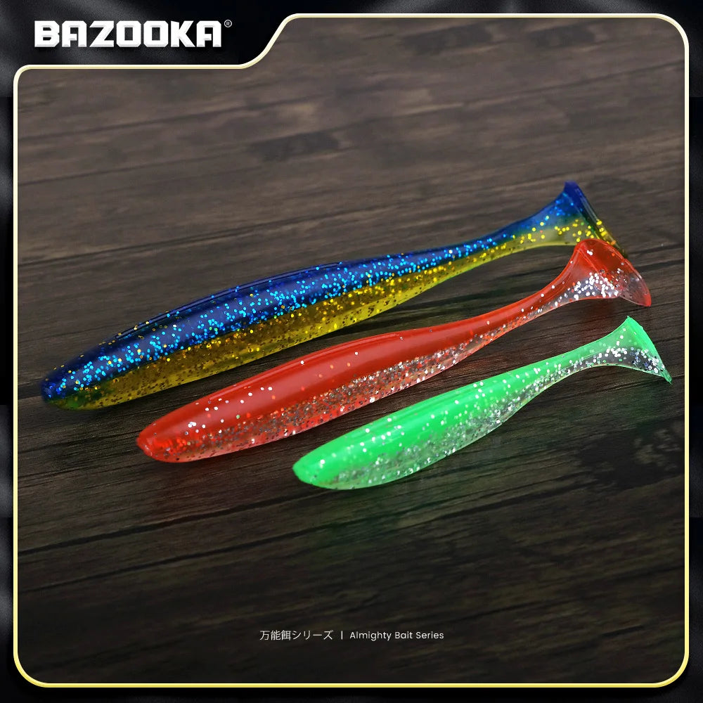 Bazooka Shad Worm Fishing Soft Lure Big Silicone 90 100mm Bait T Tail Easy Shiner Wobbler Swimbait Pesca Trout Pike Bass Winter