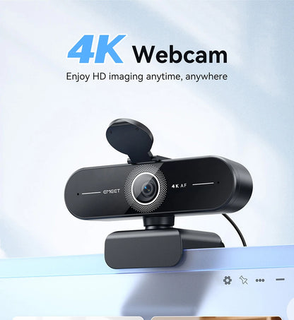 EMEET 4K/1080P Webcam for PC/Computer PDAF Auto Focus Video Camera With Dual Mics Web Camera Works for Zoom/Teams