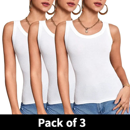 3-piece Ladies Solid Color Vest Fashion Joker Young Woman Threaded Camisole