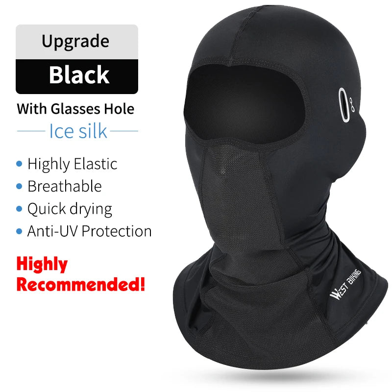 WEST BIKING Cool Men's Hat Summer Anti-UV Full Face Cover Motorcycle Balaclava Ice Silk Breathable Bike Helmet Mask Cycling Caps