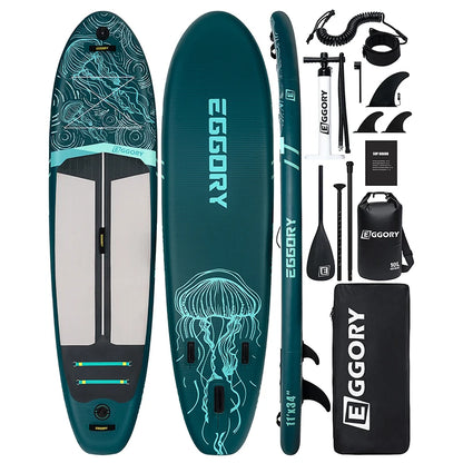 EGGORY Uppblåsbar SUP-bräda – Ca 335 cm, 7 Designs, Komplett Set, Skickas från Tyskland