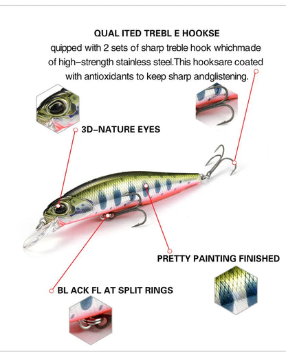 Minnow Fishing Lure Wobbler Rozante 77SP Long Cast Hover Swaying Lure Jerkbait Artificial Bait Culter 77mm/63mm Alburnus Bait