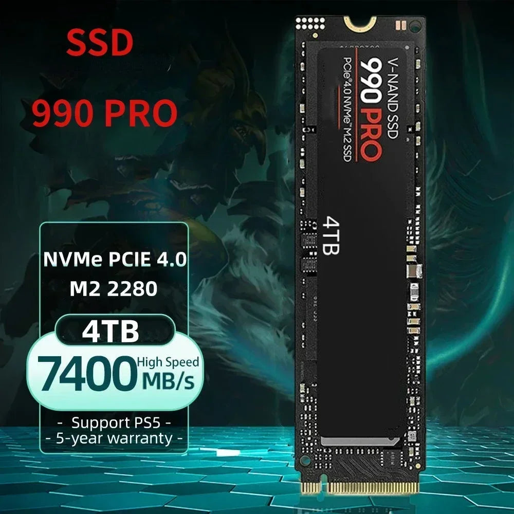 990 PRO M.2 2280 PCIe Gen4 NVMe SSD 2TB 4TB For PS5 Laptop Desktop