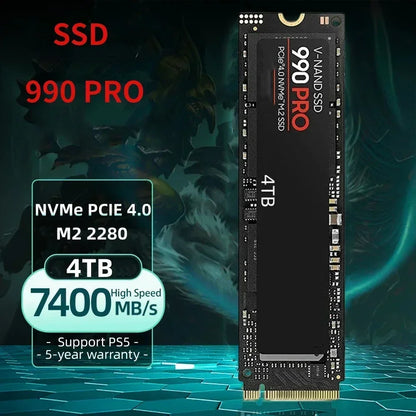 990 PRO M.2 2280 PCIe Gen4 NVMe SSD 2TB 4TB For PS5 Laptop Desktop