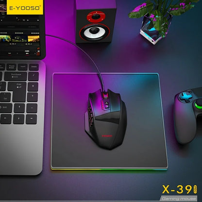 E-YOOSO Upgraded Wired Gaming Mouse X-39 PRO with Macro Edit Side Key DIY Lighting Design SG8960Processor Ergonomic Gaming Mouse