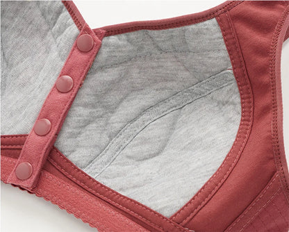 Front Closure Confortable Bra For Older Women Wire Free Bras Push Up Underwear Female Everyday Lingerie Large Bust 110A
