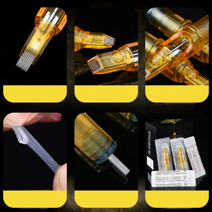 20pcs Yellow Dragonfly Tattoo Cartridge Needle 1 3 5 7 9 11 13 14 15 RL RM RS M1 For Tattoo Machine Pen Needle Accessories