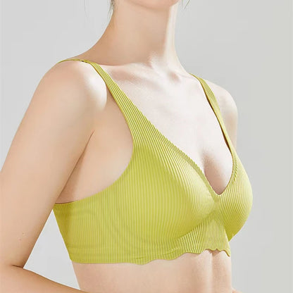 Dam Sömlös Randig BH – Push-up Trådlös Samlande Liten Byst Urhålad Design, 5 Färger S–XL