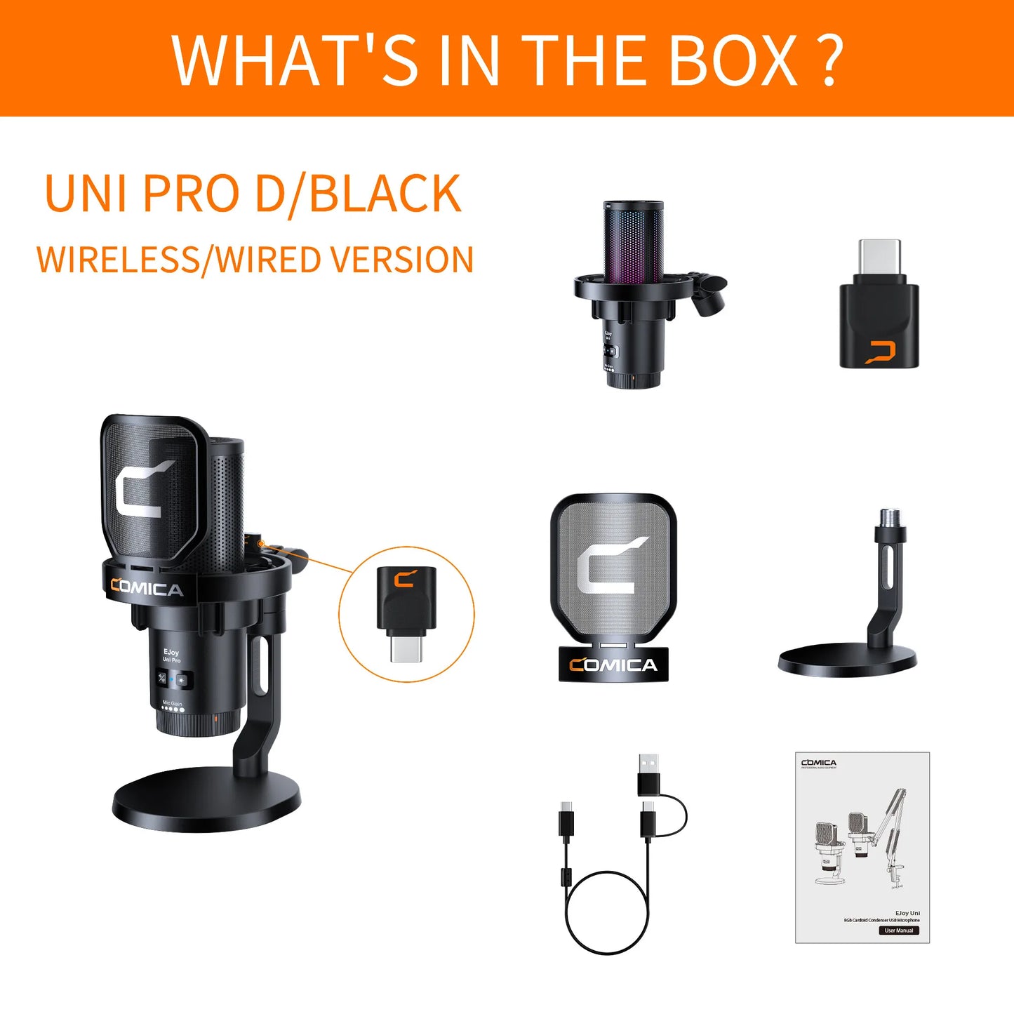 Ejoy Uni Pro wireless gaming microphone for streaming,recording, podcast, youtube. Compatible with Mac OS, PS4/ 5