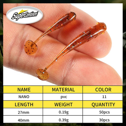 Supercontinent soft bait new minnow 4cm/30pcs 2.7cm/50pcs fishing lures sinking tremor bait Soft Fishing Lure Fishy Worms lure