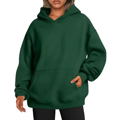 Unisex Oversized Fleece Hoodie – Varm Casual Pullover Plus Size Höst/Vinter, 17 Färger XL–5XL