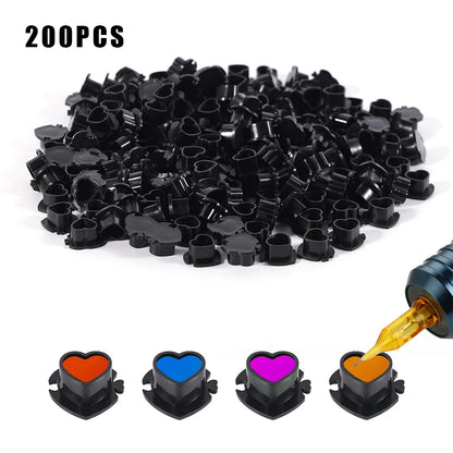50/100/200pcs Plastic Disposable Tattoo Ink Cups With Base Pigment Clear Holder Container Cap Tattoo Accessory Permanent Makeup