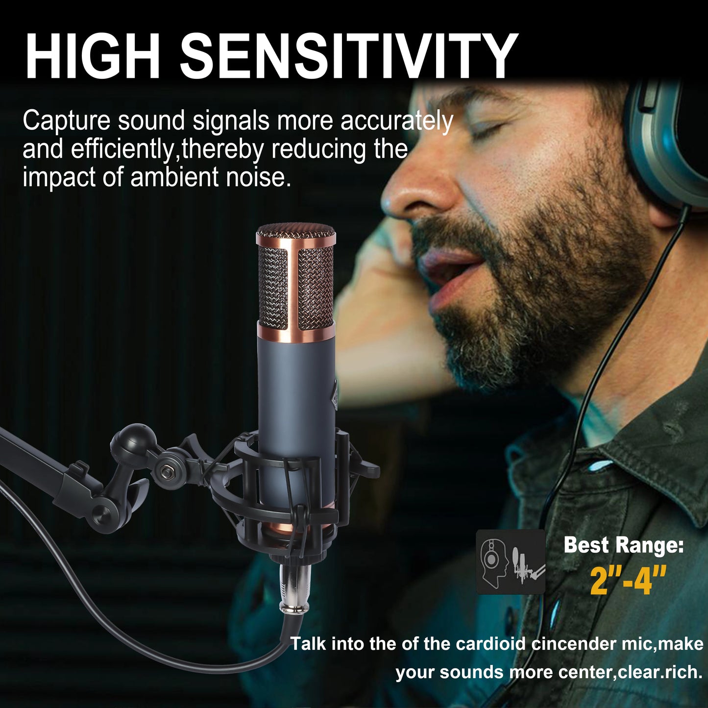 TF39 Condenser Microphone 26mm / 34mm Large Diaphragm XLR Studio Recording Mic for Vocals Podcasting Streaming Home Studio
