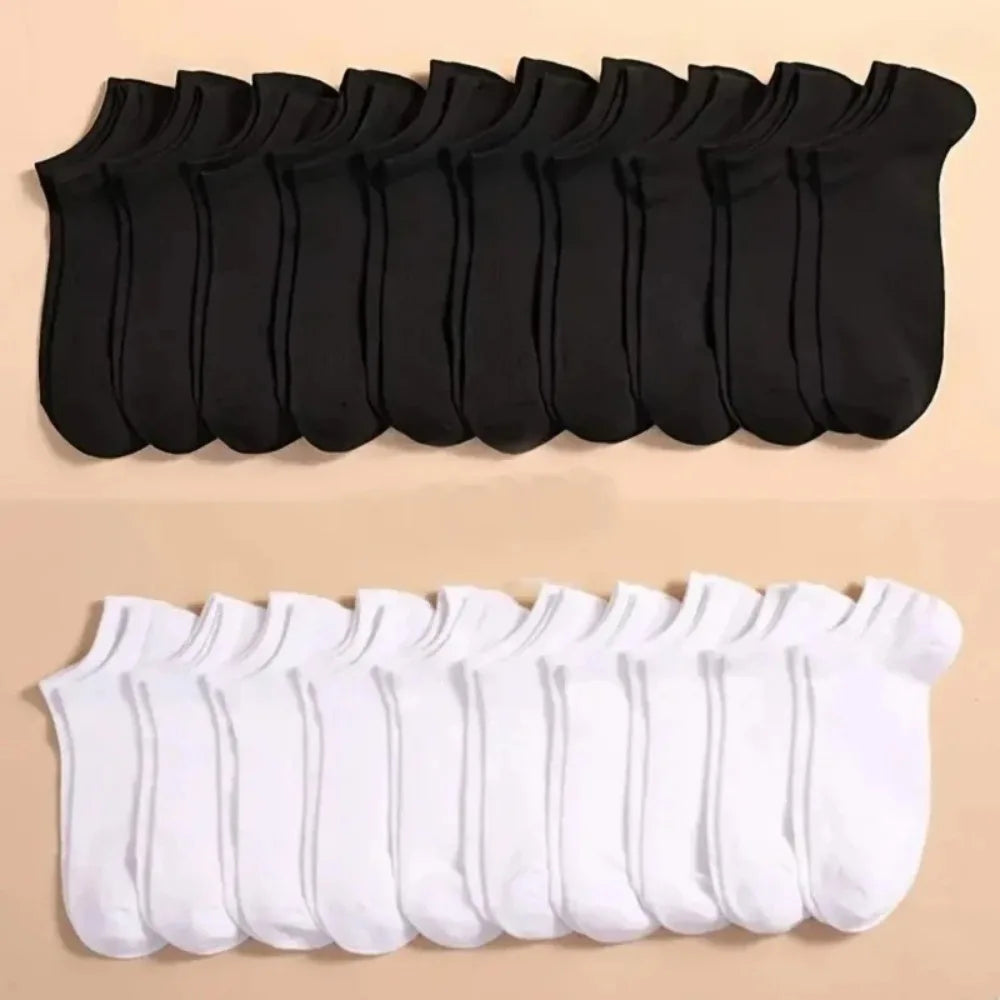 Unisex Båtsockor – Tunna, Andningsbara, Anti-lukt, 6–40-pack, Svart/Vit/Grå