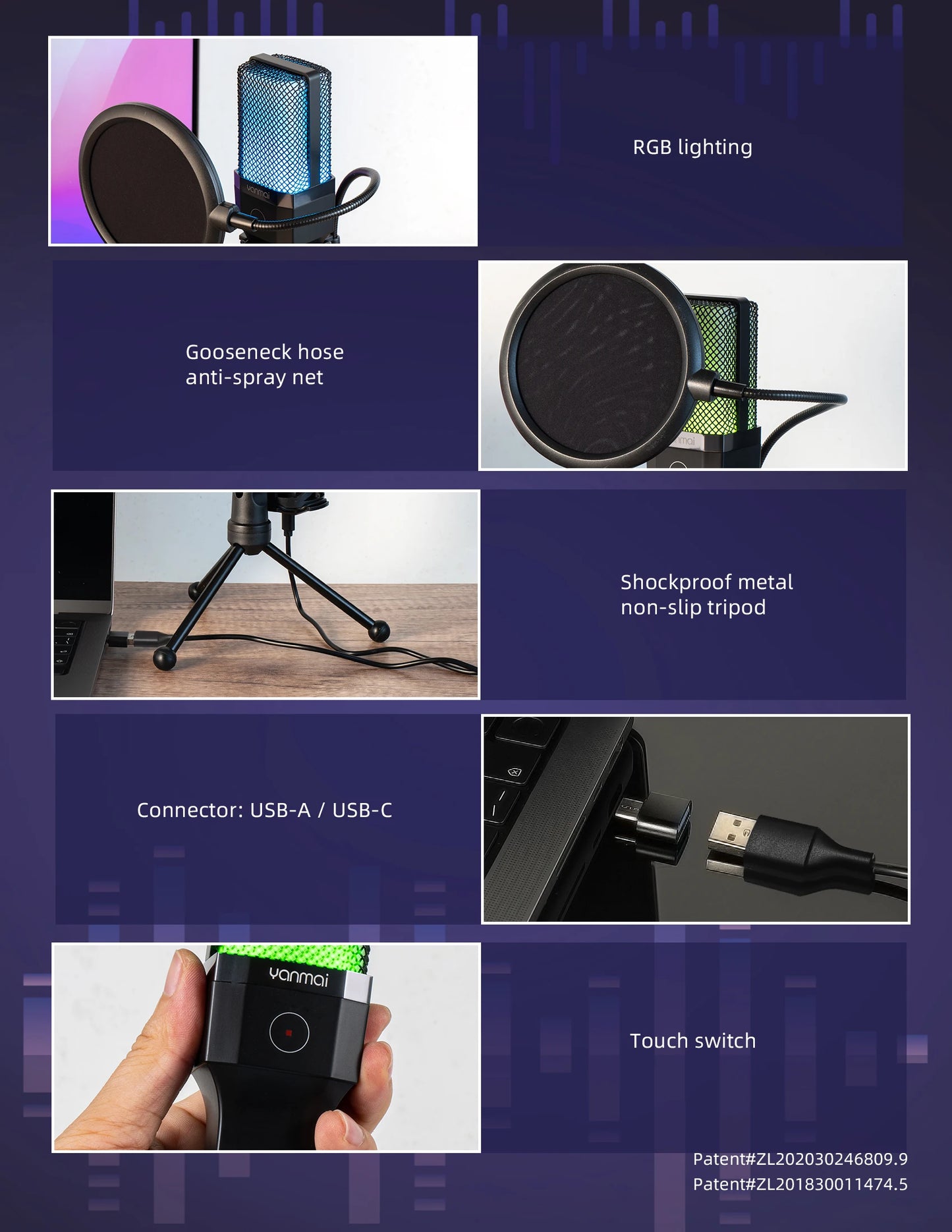 Gaming Computer Professional Condenser Microphone Mic PC Laptop USB Wired Live Streaming Podcast Studio Mike Kit Gamer Karaoke
