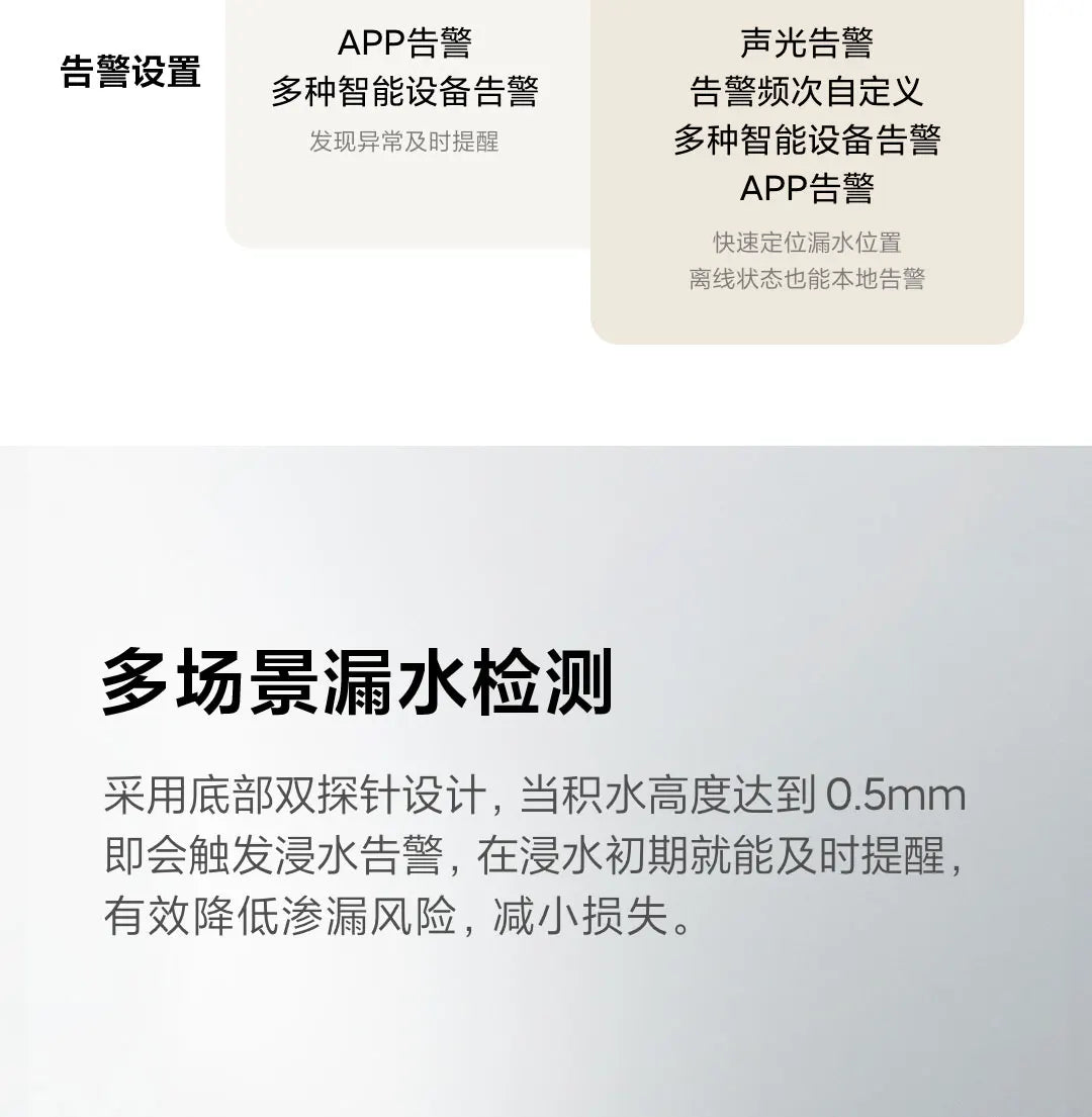 Xiaomi Water Leak Sensor 2 Bluetooth 5.2 Water Immersion Detector Soaking Sound and Light Alarm Remote Control with Mi Home APP