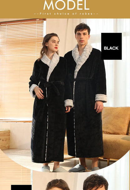 Female Autumn and Winter Warm Long Coral Velvet Thick Couple Bath Bathrobes Men Women Pajamas Shower Robe Bath Towels For Adults